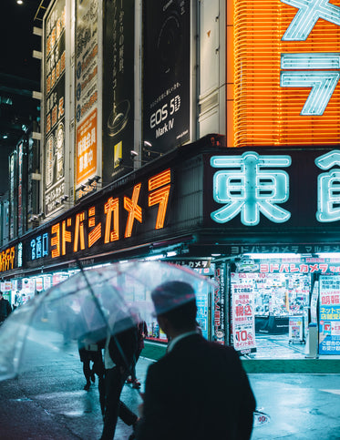 commuters on the streets of neon tokyo