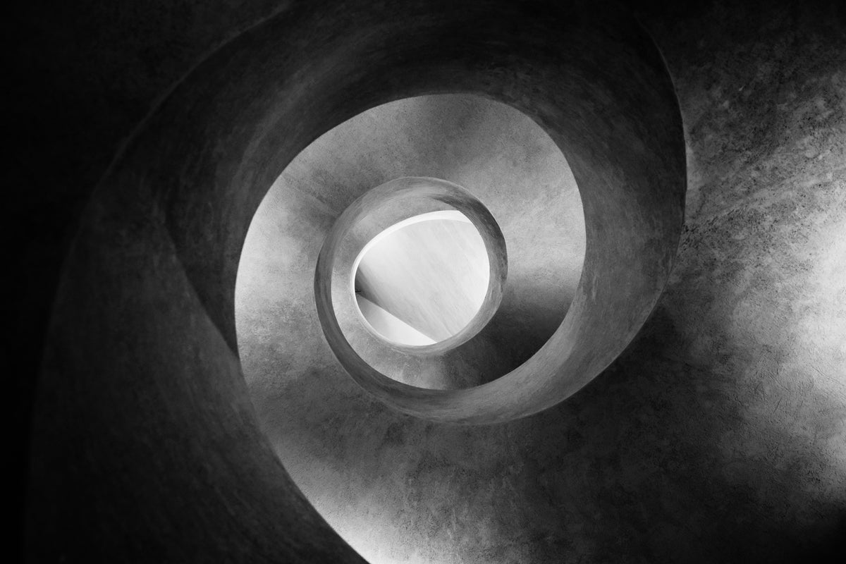 concrete spiral in monochrome