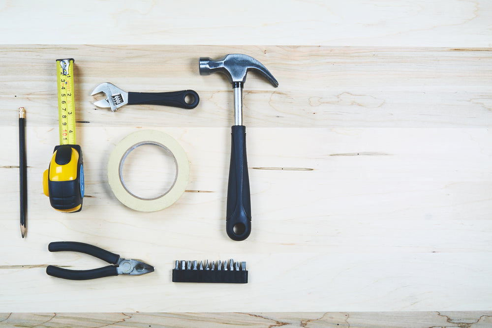 construction tools flatlay