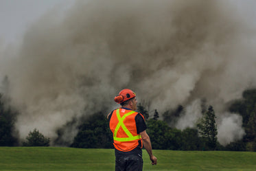 Browse Free HD Images of Construction_Man_In_Front_Of_Smoke