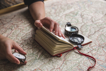 consulting a map and compass