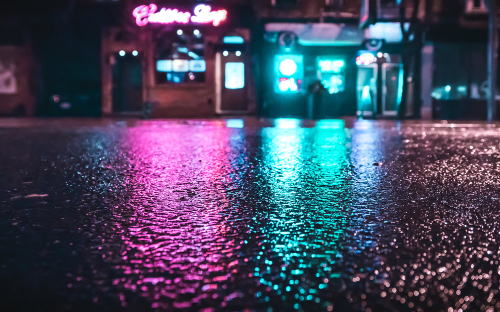 contrast in pink and blue lights