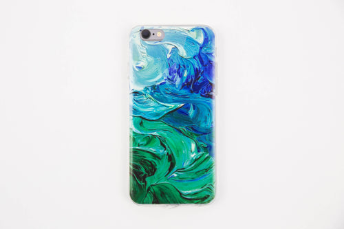 cool painted iphone case blue green
