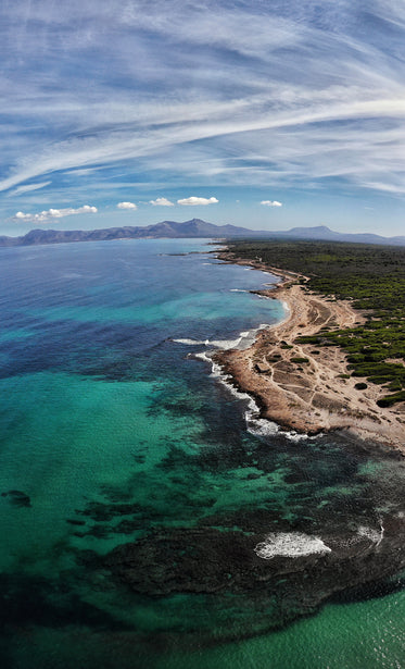 coral reef surrounding tropical beach