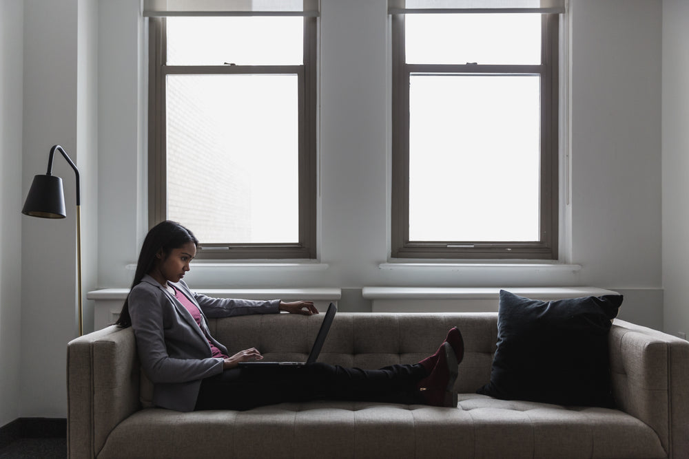 couch working woman