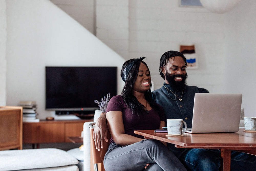 couple at home online shopping