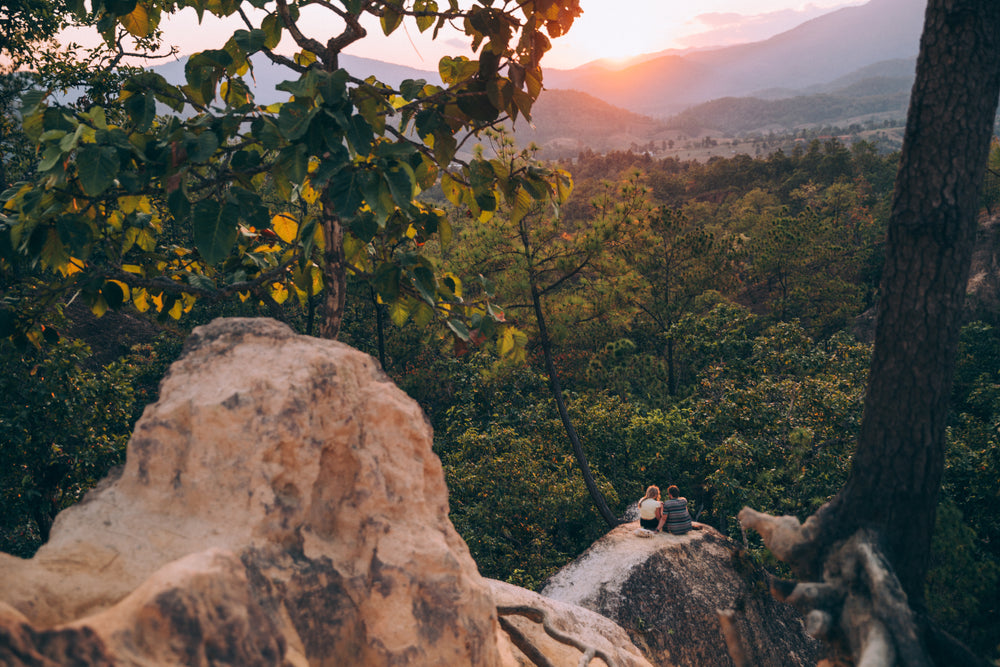 couple enjoys sunset view