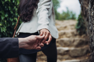 couple hands leading love