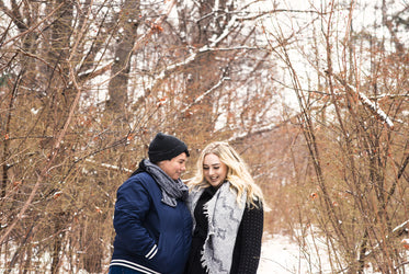 couple shared moment in the woods