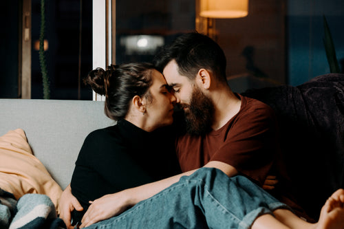couple shares a quiet moment facing each other