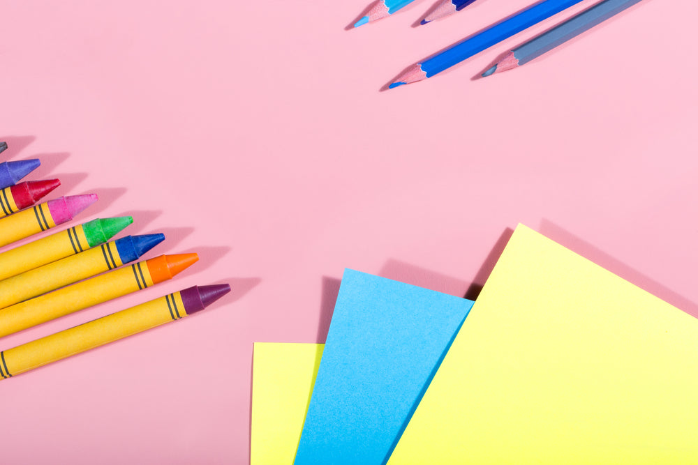 crayons & pencils flatlay