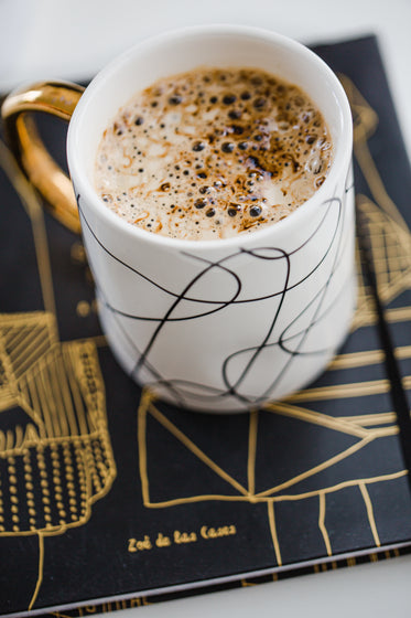 creamy cup of hot cocoa in a white mug