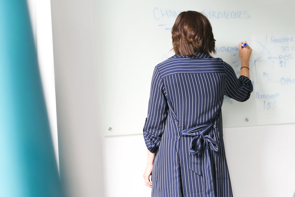 creative person using whiteboard