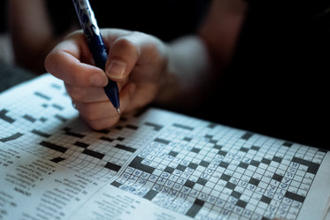 crossword puzzle pen in hand