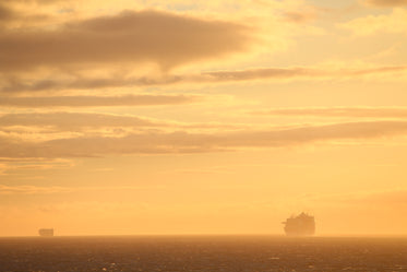 cruise ship silhouette at sunset