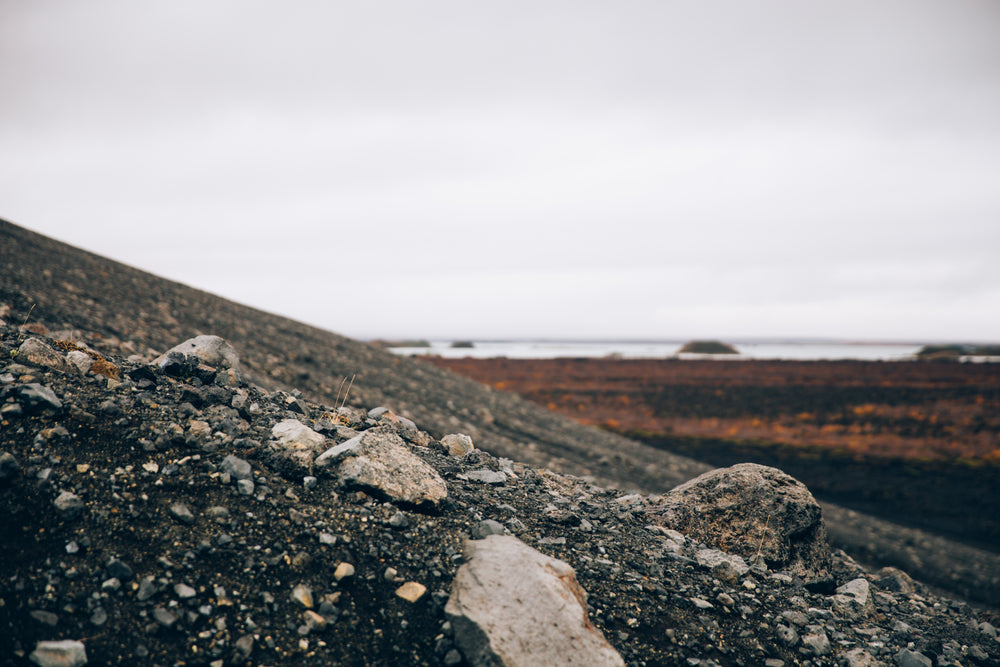 crumbling volcanic hillside