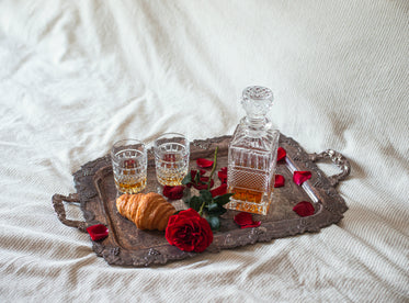 crystal drinks set on tray