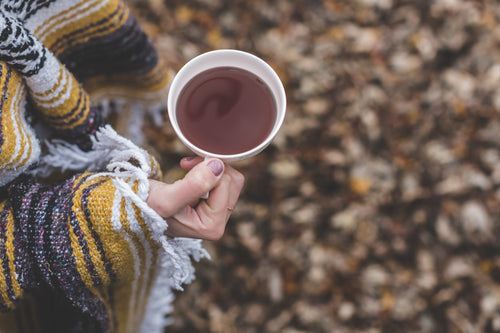 cup of tea in autumn