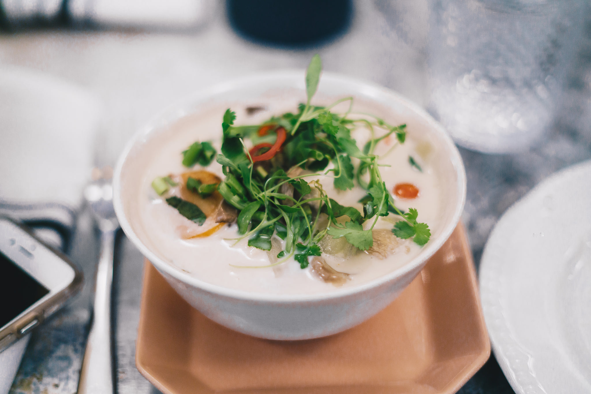 Curry Bowl Garnished With Greens