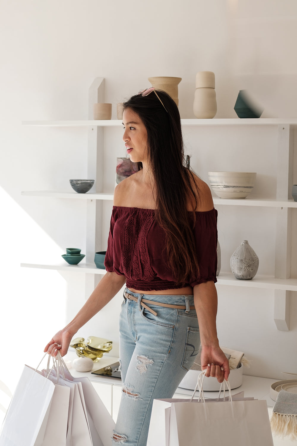 customer in retail store with shopping