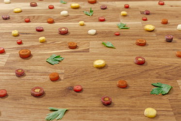 cut vegetables over wood surface
