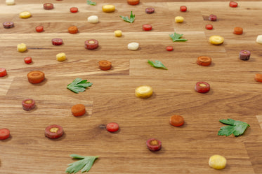 cut vegetables over wood surface