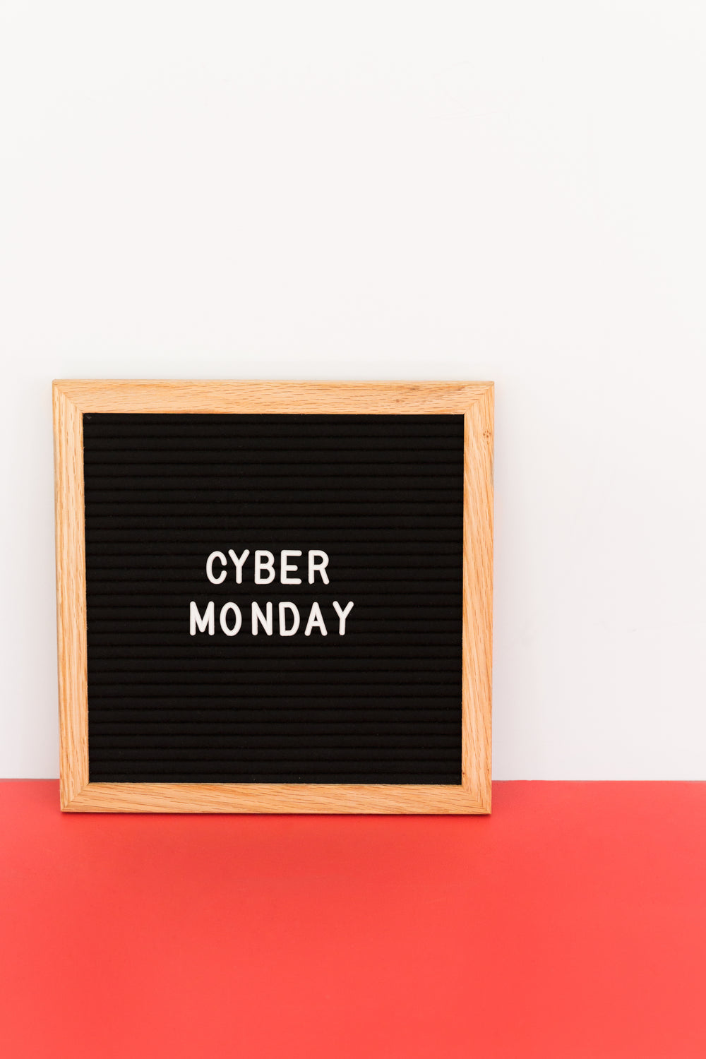cyber monday sign on white and red
