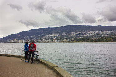 cyclist by sea wall