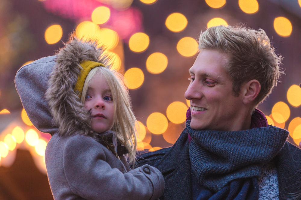 daddy and daughter in winter