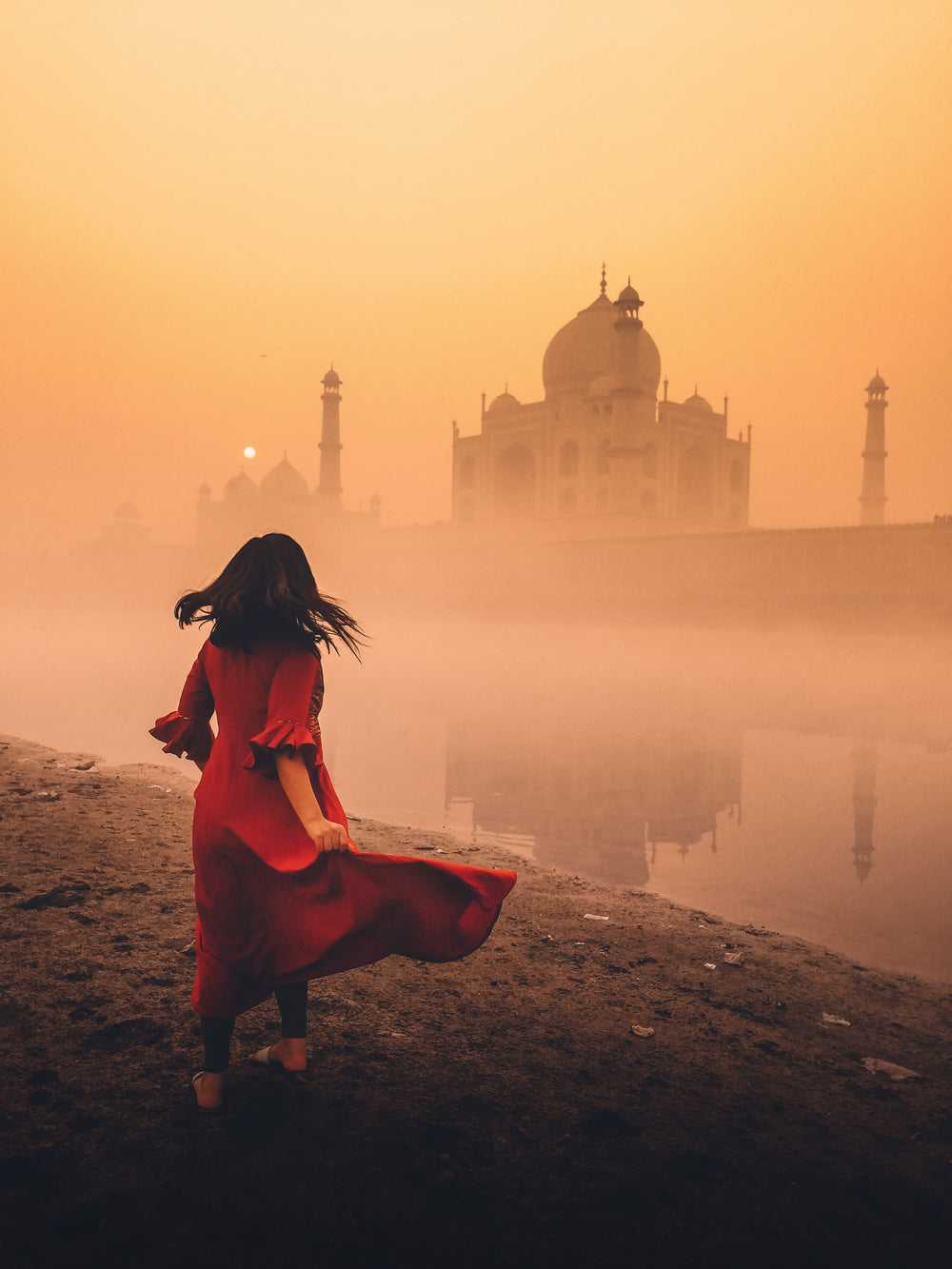 dancing with temples in the orange mist