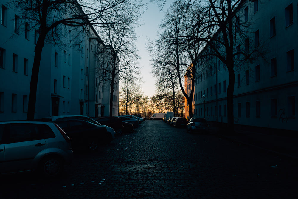 dark city street at dusk