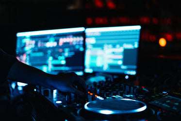 dark close up of a dj booth