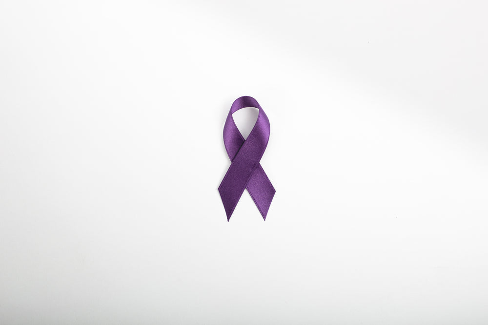 dark purple ribbon centered