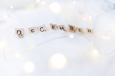 december in letter tiles on snow