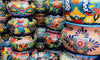decorated pots stacked up
