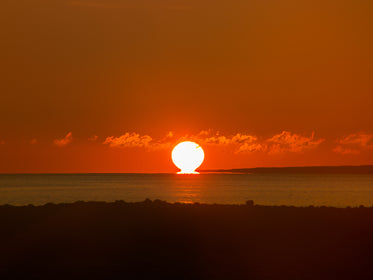 deep red sunset on the horizon