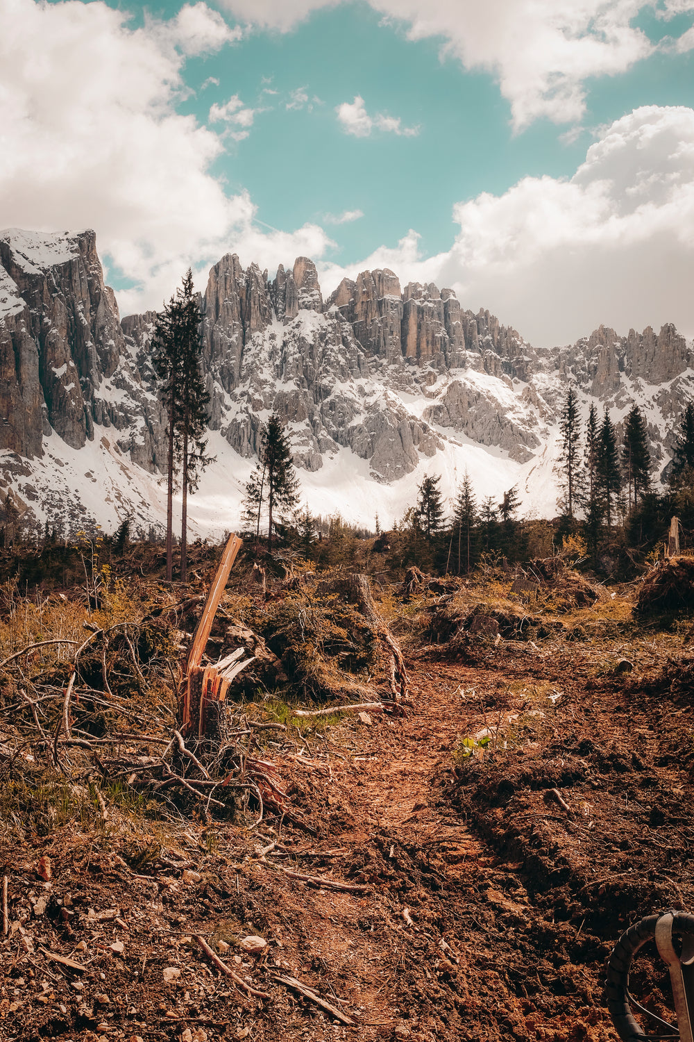 deforestation at the foot of mountains