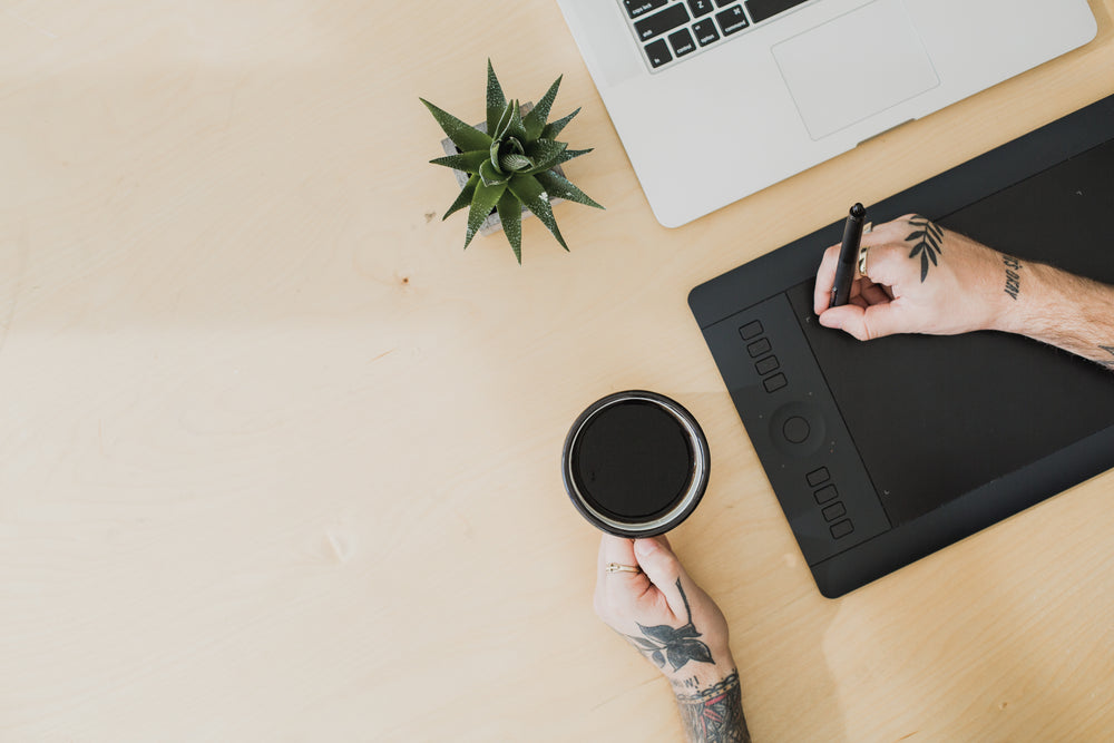 designers desk flatlay