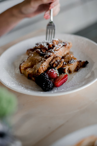 dessert with pecans and berries