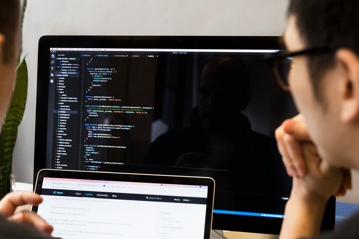 Developer reviewing code