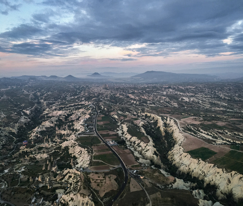 distant mountain range at sunrise