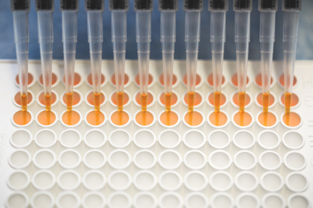 dna research assay tray in lab