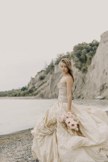 dramatic bride photography on beach