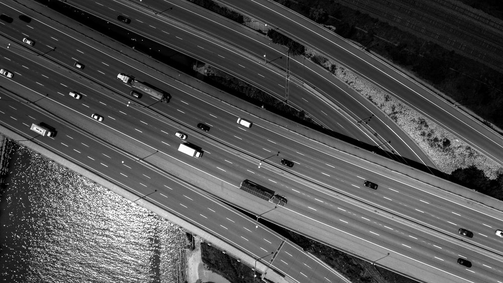 drone image of highway