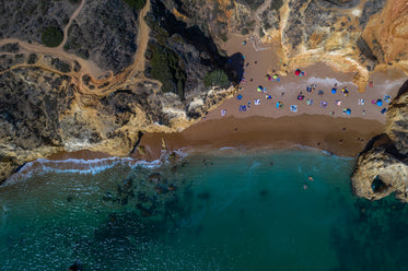 drone view of secluded beach