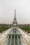 eiffel tower on cloudy day