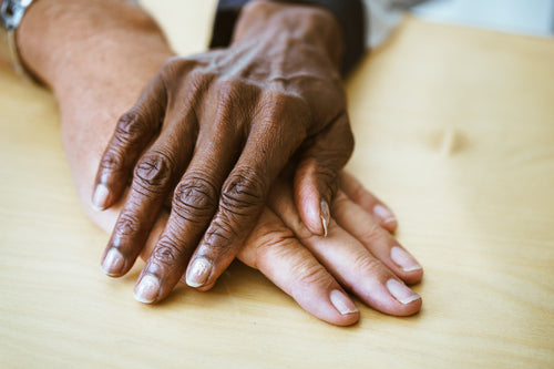 elderly couple's hands