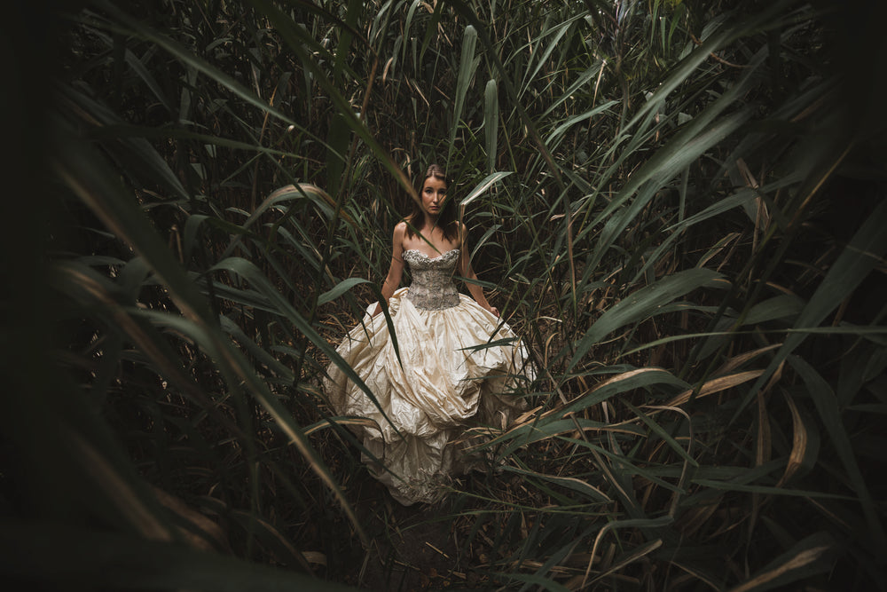 elegant fairy tale woman in tall grass
