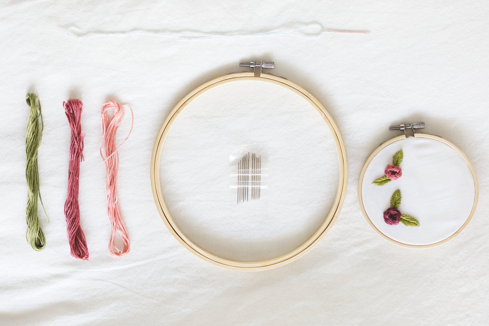 embroidery project flatlay