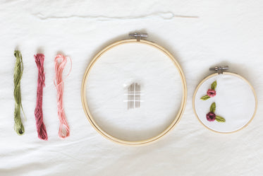 embroidery project flatlay